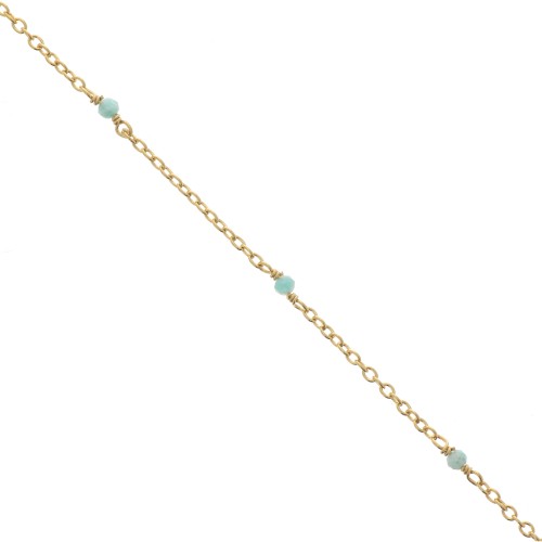 Cadena Forçat 2mm con pierres Amazonite facetado de Plata 925 Dorado con oro fino x50cm