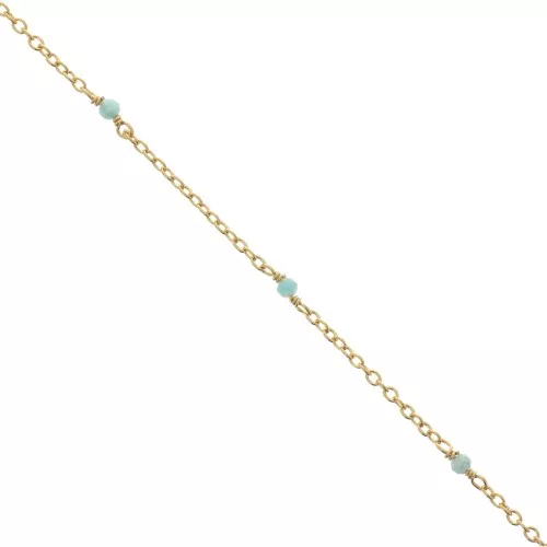Cadena Forçat 2mm con pierres Amazonite facetado de Plata 925 Dorado con oro fino x50cm