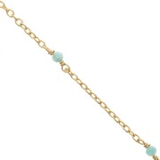 Cadena Forçat 2mm con pierres Amazonite facetado de Plata 925 Dorado con oro fino x50cm