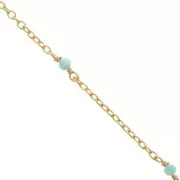 Cadena Forçat 2mm con pierres Amazonite facetado de Plata 925 Dorado con oro fino x50cm