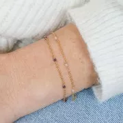 Cadena Forçat 2mm con pierres Amazonite facetado de Plata 925 Dorado con oro fino x50cm