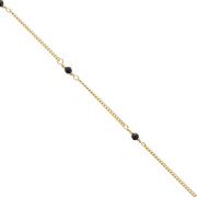 Cadena Pulsera 2mm con Onyx noir facetado de Plata 925 Dorado con oro fino x50cm|raw }}
