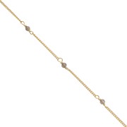 Cadena Pulsera 2mm con Quartz facetado de Plata 925 Dorado con oro fino x50cm|raw }}