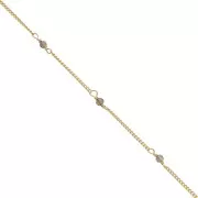 Cadena Pulsera 2mm con Quartz facetado de Plata 925 Dorado con oro fino x50cm