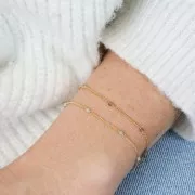 Cadena Pulsera 2mm con Quartz facetado de Plata 925 Dorado con oro fino x50cm