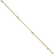 Cadena Pulsera 2mm con Amazonite facetado de Plata 925 Dorado con oro fino x50cm