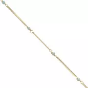 Cadena Pulsera 2mm con Amazonite facetado de Plata 925 Dorado con oro fino x50cm