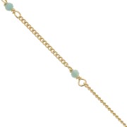 Cadena Pulsera 2mm con Amazonite facetado de Plata 925 Dorado con oro fino x50cm