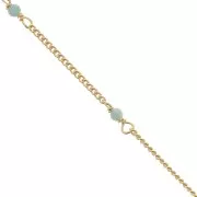 Cadena Pulsera 2mm con Amazonite facetado de Plata 925 Dorado con oro fino x50cm
