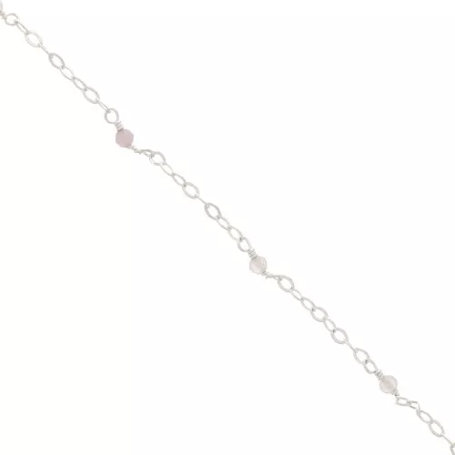 Cadena Forçat pulida 2mm - piedras gemas facetadas Quartz rosa - de Plata 925 x50cm