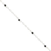 Cadena Forçat pulida 2 mm - piedras gemas facetadas Onyx negro - de Plata 925 x50cm