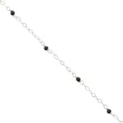 Cadena Forçat pulida 2 mm - piedras gemas facetadas Onyx negro - de Plata 925 x50cm