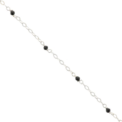 Cadena Forçat pulida 2 mm - piedras gemas facetadas Onyx negro - de Plata 925 x50cm