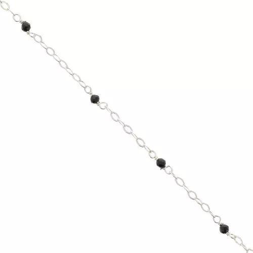 Cadena Forçat pulida 2 mm - piedras gemas facetadas Onyx negro - de Plata 925 x50cm