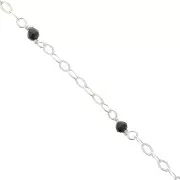 Cadena Forçat pulida 2 mm - piedras gemas facetadas Onyx negro - de Plata 925 x50cm