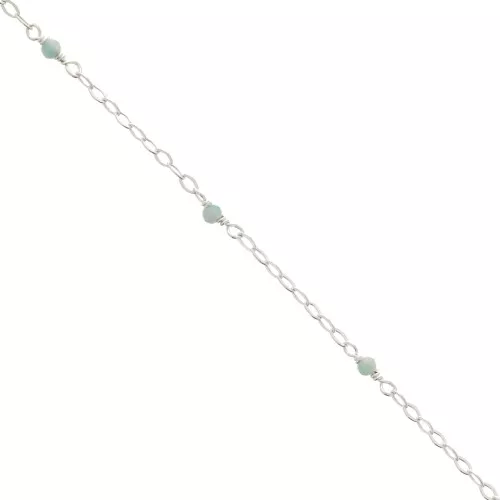 Cadena Forçat pulida 2 mm - piedras gemas facetadas Amazonite - de Plata 925 x50cm