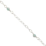 Cadena Forçat pulida 2 mm - piedras gemas facetadas Amazonite - de Plata 925 x50cm