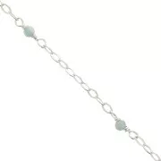 Cadena Forçat pulida 2 mm - piedras gemas facetadas Amazonite - de Plata 925 x50cm