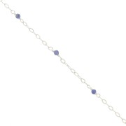 Cadena Forçat pulida 2 mm - piedras gemas facetadas Sodalite - de Plata 925 x50cm