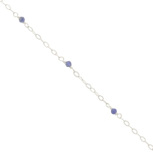 Cadena Forçat pulida 2 mm - piedras gemas facetadas Sodalite - de Plata 925 x50cm