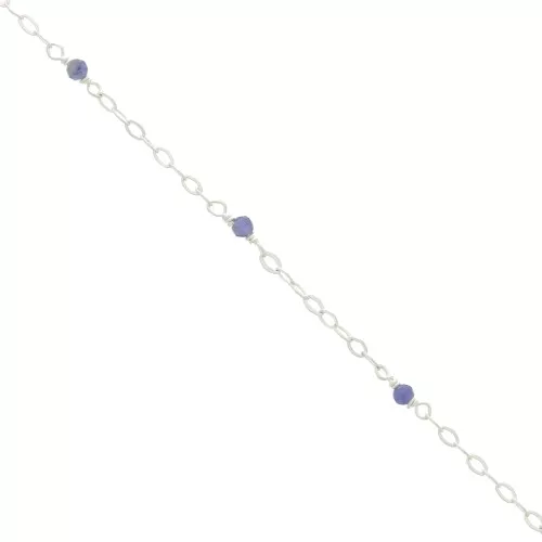 Cadena Forçat pulida 2 mm - piedras gemas facetadas Sodalite - de Plata 925 x50cm