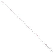 Cadena de eslabones forzados con cuentas facetadas de 2,5 mm de cuarzo rosa - Plata de ley 925, 50 cm