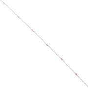 Cadena de eslabones forzados con cuentas facetadas de 2,5 mm de cuarzo rosa - Plata de ley 925, 50 cm