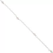 Cadena maille Forçat 2mm - piedras gemas facetadas Quartz rosa - de Plata 925 x50cm