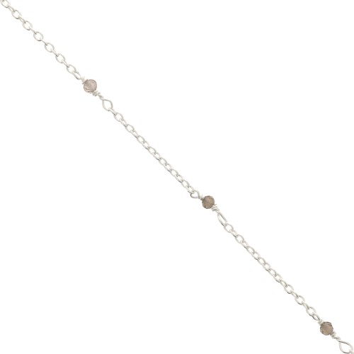 Cadena maille Forçat 2mm - piedras gemas facetadas Quartz tintado - de Plata 925 x50cm