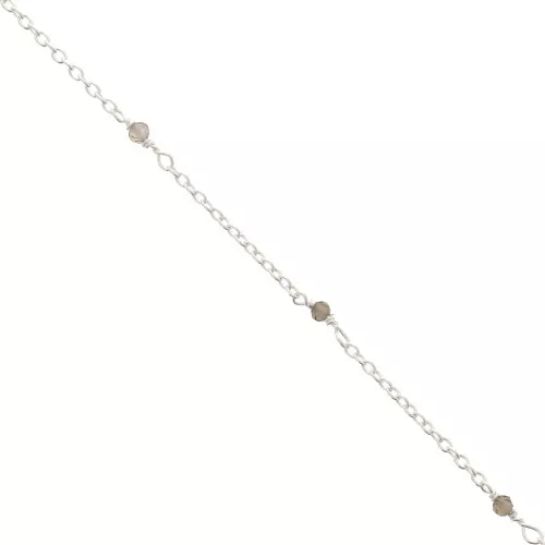 Cadena maille Forçat 2mm - piedras gemas facetadas Quartz tintado - de Plata 925 x50cm
