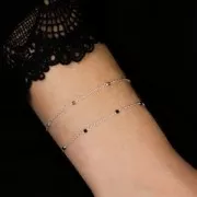 Cadena maille Forçat 2mm - piedras gemas facetadas Quartz tintado - de Plata 925 x50cm