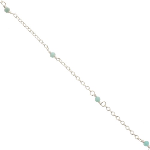Cadena maille Forçat 2mm - piedras gemas facetadas Amazonite - de Plata 925 x50cm