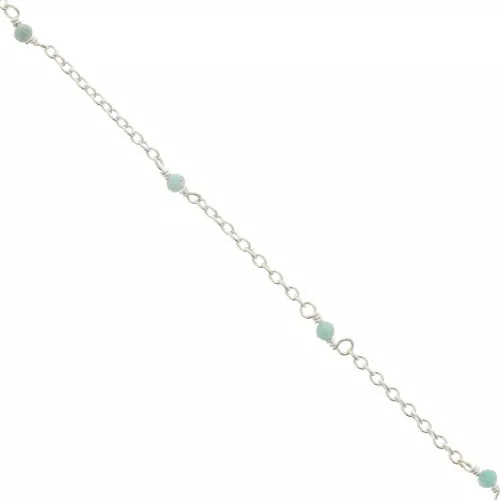 Cadena maille Forçat 2mm - piedras gemas facetadas Amazonite - de Plata 925 x50cm
