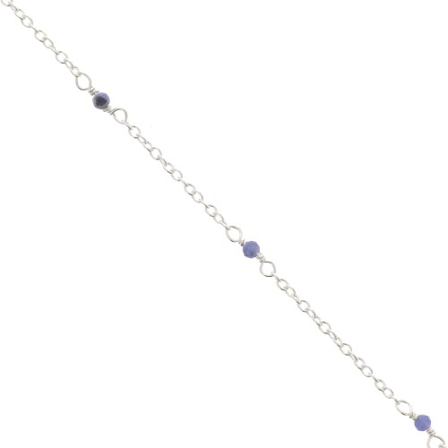 Cadena maille Forçat 2mm - piedras gemas facetadas Sodalite - de Plata 925 x50cm
