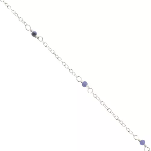 Cadena maille Forçat 2mm - piedras gemas facetadas Sodalite - de Plata 925 x50cm