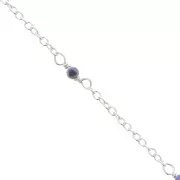 Cadena maille Forçat 2mm - piedras gemas facetadas Sodalite - de Plata 925 x50cm