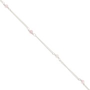 Cadena eslabón Pulsera 2 mm - piedras gemas facetadas Quartz rosa - de Plata 925 x50cm