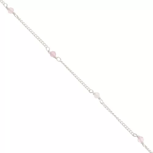 Cadena eslabón Pulsera 2 mm - piedras gemas facetadas Quartz rosa - de Plata 925 x50cm