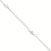 Cadena eslabón Pulsera 2 mm - piedras gemas facetadas Quartz rosa - de Plata 925 x50cm