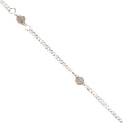 Cadena eslabón Pulsera 2 mm - piedras gemas facetadas Quartz tintado - de Plata 925 x50cm