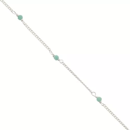 Cadena eslabón Pulsera 2 mm - piedras gemas facetadas Amazonite - de Plata 925 x50cm