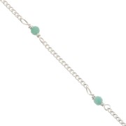 Cadena eslabón Pulsera 2 mm - piedras gemas facetadas Amazonite - de Plata 925 x50cm