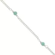 Cadena eslabón Pulsera 2 mm - piedras gemas facetadas Amazonite - de Plata 925 x50cm