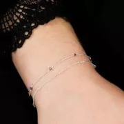 Cadena eslabón Pulsera 2 mm - piedras gemas facetadas Amazonite - de Plata 925 x50cm