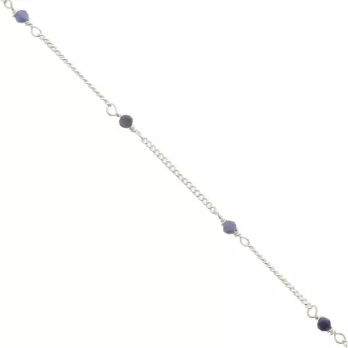 Cadena eslabón Pulsera 2 mm - piedras gemas facetadas Sodalite - de Plata 925 x50cm
