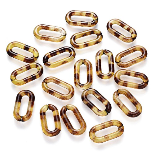 Eslabón ovalado retorcido 20x11 mm - Ecaille de tortue - Marron - Noir x10