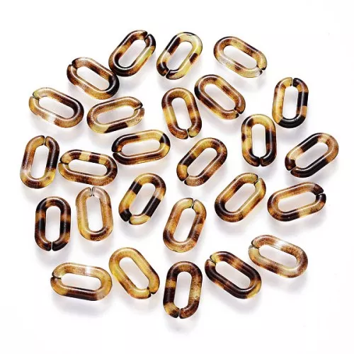 Eslabón ovalado 14x8 mm - Ecaille de tortue - Marron - Negro x20