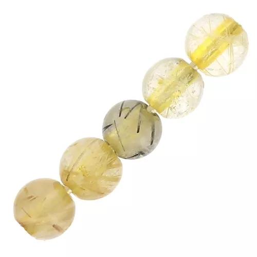 Cuentas redondas de piedra gema 4 mm - Quartz rutile amarillo x20