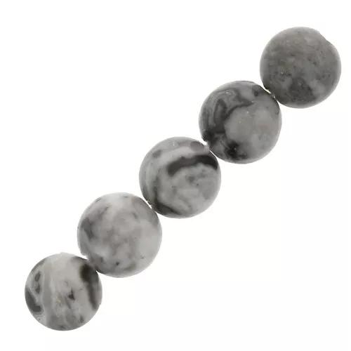 Cuentas redondas de piedra gema 4 mm - Jaspe hojo plateado x20