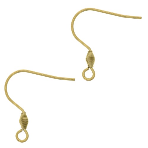 Ganchos pendientes 21 mm con anilla abierta - acero inoxidable Dorado 316L x2